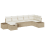 Conjunto de Sofá de Jardín de 7 Piezas con Cojines Beige Ratán