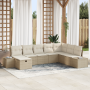 Conjunto de Sofá de Jardín de 8 Piezas con Cojines Beige Poliéster Rattan de , Sofás de exterior - Ref: Foro24-3360762, Preci...