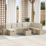 Juego de Sofá de Jardín de 9 Piezas con Cojines Beige de Ratán Poliéster de , Sofás de exterior - Ref: Foro24-3360772, Precio...