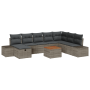 Conjunto de sofá de jardín de 9 piezas con cojines grises de ratán sintético de , Sofás de exterior - Ref: Foro24-3360940, Pr...