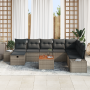 Conjunto de sofá de jardín de 9 piezas con cojines grises de ratán sintético de , Sofás de exterior - Ref: Foro24-3360940, Pr...