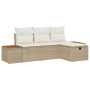 Conjunto de sofá de jardín de 4 piezas con cojines beige ratán poliéster | Foro24.es | Tu tienda online para hogar, jardín y más Foro24.es