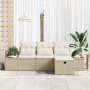 Conjunto de sofá de jardín de 4 piezas con cojines beige ratán poliéster | Foro24.es | Tu tienda online para hogar, jardín y más Foro24.es