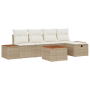 Juego de Sofás de Jardín de 6 Piezas con Cojines, Ratán Sintético Beige de , Sofás de exterior - Ref: Foro24-3360960, Precio:...