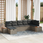 Set de Sofá de Jardín de 7 Piezas con Cojines Gris Ratán Poliéster de , Sofás de exterior - Ref: Foro24-3360973, Precio: 514,...
