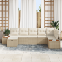 Set de Sofás de Jardín de 7 Piezas con Cojines Beige de Ratán Poliéster de , Sofás de exterior - Ref: Foro24-3360975, Precio:...