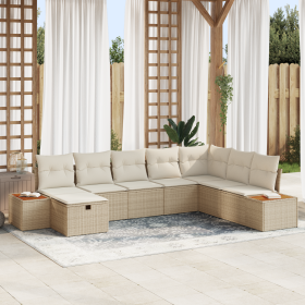Conjunto de Sofás de Jardín de 8 Piezas con Cojines Beige Poliratán de , Sofás de exterior - Ref: Foro24-3360990, Precio: 643...