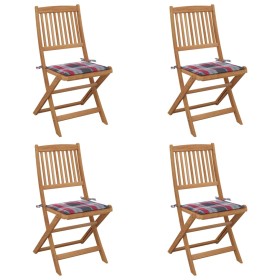Sillas de jardín plegables 4 uds y cojines madera maciza acacia de , Sillas de jardín - Ref: Foro24-3064684, Precio: 197,07 €