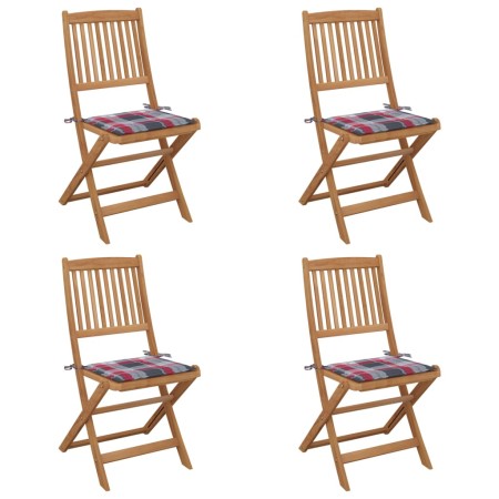 Sillas de jardín plegables 4 uds y cojines madera maciza acacia de , Sillas de jardín - Ref: Foro24-3064684, Precio: 197,07 €