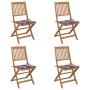 Sillas de jardín plegables 4 uds y cojines madera maciza acacia de , Sillas de jardín - Ref: Foro24-3064684, Precio: 197,07 €
