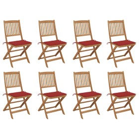 Sillas de jardín plegables 8 uds y cojines madera maciza acacia de , Sillas de jardín - Ref: Foro24-3075119, Precio: 418,72 €...
