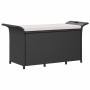 Banco de jardín con cojín ratán sintético negro 116x46x57 cm de , Bancos de jardín - Ref: Foro24-363417, Precio: 127,39 €