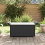 Banco de jardín con cojín ratán sintético negro 116x46x57 cm de , Bancos de jardín - Ref: Foro24-363417, Precio: 127,39 €