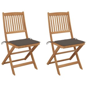 Sillas de jardín plegables 2 uds y cojines madera maciza acacia de , Sillas de jardín - Ref: Foro24-3064652, Precio: 137,79 €...