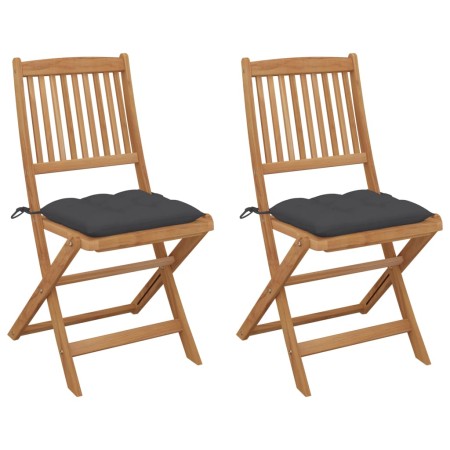 Sillas de jardín plegables 2 uds y cojines madera maciza acacia de , Sillas de jardín - Ref: Foro24-3064659, Precio: 125,78 €