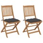 Sillas de jardín plegables 2 uds y cojines madera maciza acacia de , Sillas de jardín - Ref: Foro24-3064659, Precio: 125,78 €