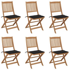 Sillas de jardín plegables 6 uds y cojines madera maciza acacia de , Sillas de jardín - Ref: Foro24-3065495, Precio: 346,91 €