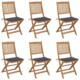 Sillas de jardín plegables 6 uds y cojines madera maciza acacia de , Sillas de jardín - Ref: Foro24-3065488, Precio: 332,64 €