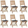 Sillas de jardín plegables 6 uds y cojines madera maciza acacia de , Sillas de jardín - Ref: Foro24-3065488, Precio: 332,64 €...