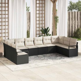 Conjunto de sofá de jardín 10 pcs Negro Poliratán