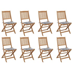 Sillas de jardín plegables 8 uds y cojines madera maciza acacia de , Sillas de jardín - Ref: Foro24-3075127, Precio: 384,78 €
