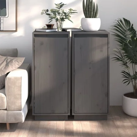 Sideboard 2 pcs solid gray pine wood 31.5x34x75 cm by vidaXL, Sideboards - Ref: Foro24-813355, Price: 61,52 €, Discount: %