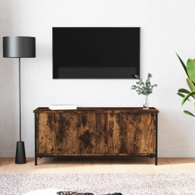 Mueble TV con puertas contrachapada roble ahumado 102x35x45 cm de , Muebles TV - Ref: Foro24-826292, Precio: 61,00 €