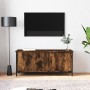 Mueble TV con puertas contrachapada roble ahumado 102x35x45 cm de , Muebles TV - Ref: Foro24-826292, Precio: 61,00 €