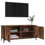 Mueble TV con puertas contrachapada roble ahumado 102x35x45 cm de , Muebles TV - Ref: Foro24-826292, Precio: 61,00 €
