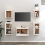 Muebles para TV 5 piezas madera maciza de pino blanco