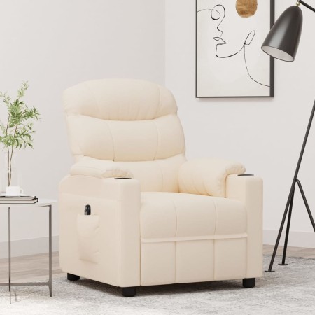 Sillón reclinable eléctrico de tela crema