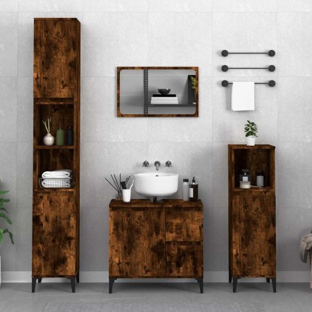Armario de baño madera contrachapada roble ahumado 65x33x60 cm de , Tocadores de baño - Ref: Foro24-819833, Precio: 85,18 €