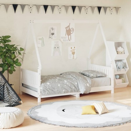 Estructura de cama para niños madera de pino blanco 80x160 cm de , Cunas y camas para niños - Ref: Foro24-834505, Precio: 137...