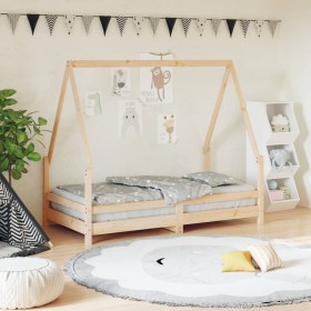 Estructura de cama para niños madera maciza de pino 80x160 cm de , Cunas y camas para niños - Ref: Foro24-834489, Precio: 107...
