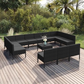 Gartenmöbel-Set 14-teilig, schwarze Kissen aus synthetischem Rattan von vidaXL, Gartensets - Ref: Foro24-3094617, Preis: 1,00...