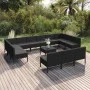 Set de muebles de jardín 14 pzas cojines ratán sintético negro de vidaXL, Conjuntos de jardín - Ref: Foro24-3094617, Precio: ...
