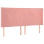 Cama box spring colchón y LED terciopelo rosa 200x200 cm