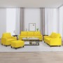 Juego de sofás con cojines 4 piezas tela amarillo claro