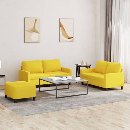 Juego de sofás con cojines 3 piezas tela amarillo claro | Foro24.es | Tu tienda online para hogar, jardín y más Foro24.es
