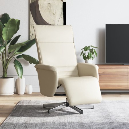 Sillón reclinable con reposapiés cuero sintético color crema | Foro24.es | Tu tienda online para hogar, jardín y más Foro24.es