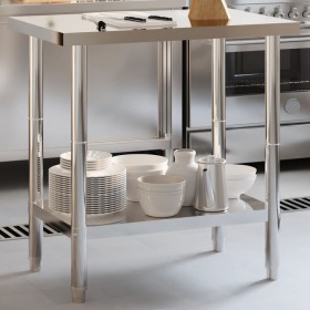 Mesa de trabajo de cocina acero inoxidable 82,5x55x85 cm de , Restauración - Ref: Foro24-376454, Precio: 148,12 €