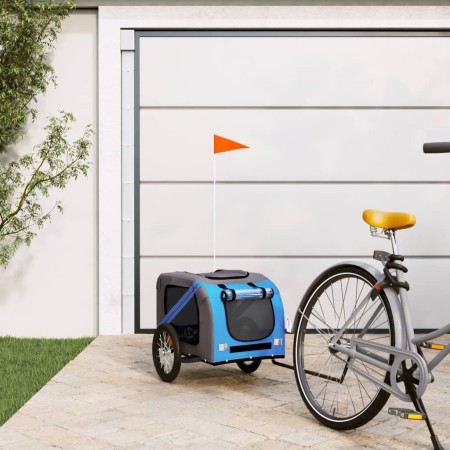 Remolque de bicicleta mascotas hierro tela Oxford azul gris | Foro24.es | Tu tienda online para hogar, jardín y más Foro24.es