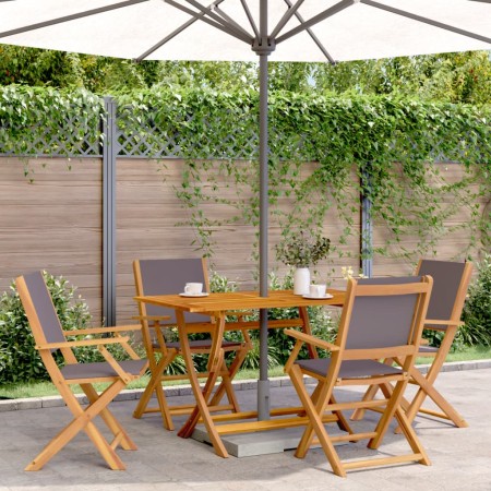 Set de comedor de jardín 5 pzas tela madera maciza antracita de , Conjuntos de jardín - Ref: Foro24-3281701, Precio: 317,71 €