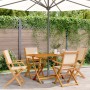 Set de comedor de jardín 5 pzas tela madera maciza beige de , Conjuntos de jardín - Ref: Foro24-3281703, Precio: 319,21 €