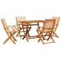 Set de comedor de jardín 5 pzas tela madera maciza beige de , Conjuntos de jardín - Ref: Foro24-3281703, Precio: 319,21 €