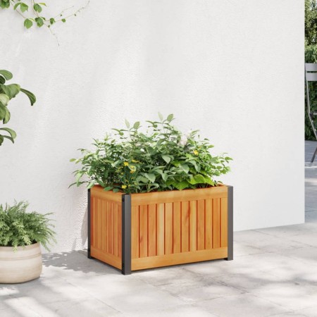 Jardinera de madera maciza de acacia y acero 45x30x27,5 cm de , Maceteros y jardineras - Ref: Foro24-367613, Precio: 44,56 €