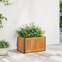 Jardinera de madera maciza de acacia y acero 45x30x27,5 cm de , Maceteros y jardineras - Ref: Foro24-367613, Precio: 44,56 €