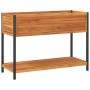 Jardinera con estante madera maciza acacia y acero 110x45x80 cm