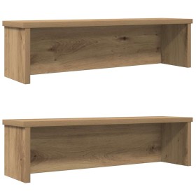 Estantes de cocina apilables 2 uds roble artesanal 60x15x16 cm