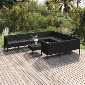 Gartenmöbel-Set 11 Stück synthetische Rattan-Kissen schwarz von vidaXL, Gartensets - Ref: Foro24-3094493, Preis: 890,62 €, Ra...